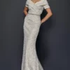 Terani Couture - 1921M0727 Off Shoulder V Neck Beaded Belt Sheath Gown