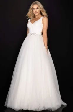 Terani Couture - 2011P1173 V-Neck Embellished Back Ballgown