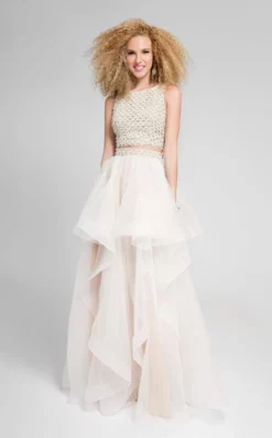 Terani Couture - Crochet-inspired Bateau Neck Two-piece A-line Dress 1711P2688