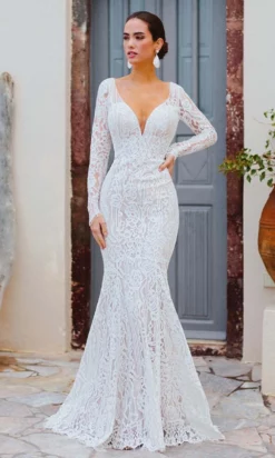 Wilderly Bride By Allure Bridals - Lace Mermaid Bridal Gown F166 - 1 Pc Nude/Champagne/Ivory In Size 6 Available