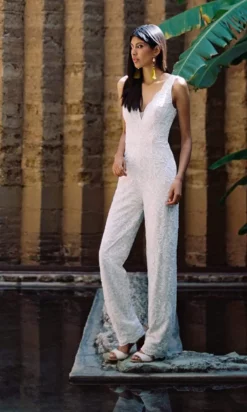 Wilderly Bride By Allure Bridals - Plunging Bodice Lace Bridal Jumpsuit - 1 Pc Almond/Champagne/Ivory In Size 10 Available -Hot Sale WEDDING Store wilderly bride by allure bridals plunging bodice lace bridal jumpsuit 1 pc almond champagne ivory in size 10 available ccsale 10 almond champagne ivory 28156716154963