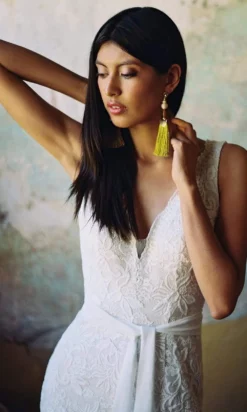 Wilderly Bride By Allure Bridals - Plunging Bodice Lace Bridal Jumpsuit - 1 Pc Almond/Champagne/Ivory In Size 10 Available -Hot Sale WEDDING Store wilderly bride by allure bridals plunging bodice lace bridal jumpsuit 1 pc almond champagne ivory in size 10 available ccsale 10 almond champagne ivory 28759753687123