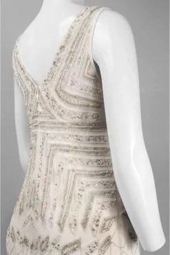 Adrianna Papell - 41899240 Geometric Beaded V-Neck Sheath Dress -Hot Sale WEDDING Store adrianna papell 41899240 geometric beaded v neck sheath dress special occasion dress 5445616697401