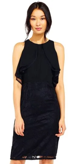 Adrianna Papell - AP1D100739 Flutter Paneled Cape Chiffon Dress -Hot Sale WEDDING Store adrianna papell ap1d100739 flutter paneled cape chiffon dress special occasion dress 7739232125011