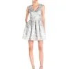 Aidan Mattox 151A11590 Metallic Jacquard Cocktail Dress - 1 Pc. Silver In Size 2 Available
