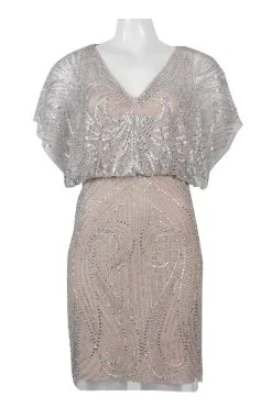 Aidan Mattox - Sequined V-Neck Blouson Short Dress MD1E200692 - 1 Pc Silver In Size 0 Available -Hot Sale WEDDING Store aidan mattox sequined v neck blouson short dress md1e200692 1 pc silver in size 0 available ccsale 0 silver 7115626578003