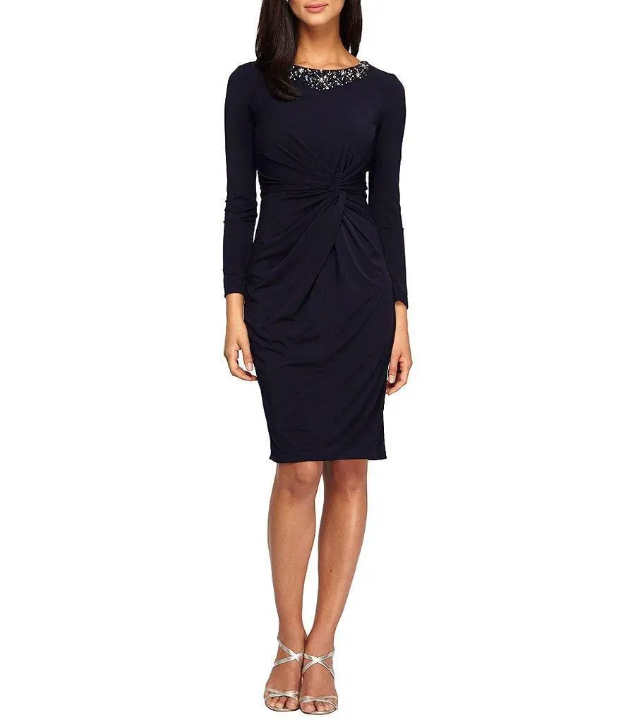Alex Evenings Long Sleeve Twisted Bodice Dress 1 Alex Evenings Long Sleeve Twisted Bodice Dress