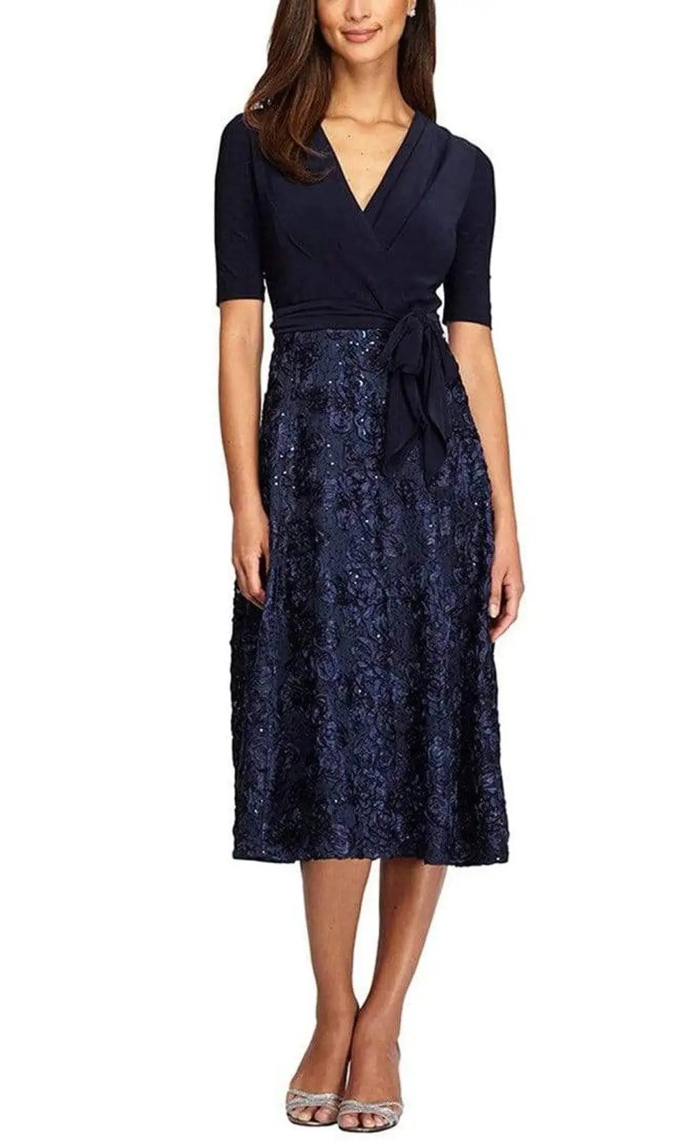 Alex Evenings - Sequined Lace A-line Dress 1121465 - 1 Pc Navy In Size 6 Available 1 Alex Evenings - Sequined Lace A-line Dress 1121465 - 1 Pc Navy In Size 6 Available