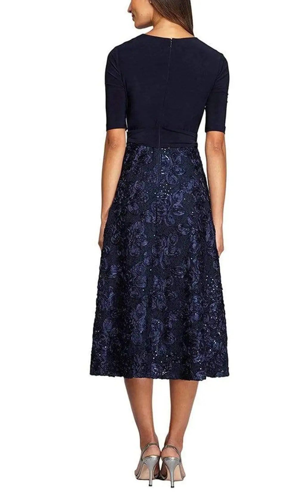 Alex Evenings - Sequined Lace A-line Dress 1121465 - 1 Pc Navy In Size 6 Available 2 Alex Evenings - Sequined Lace A-line Dress 1121465 - 1 Pc Navy In Size 6 Available - Image 2