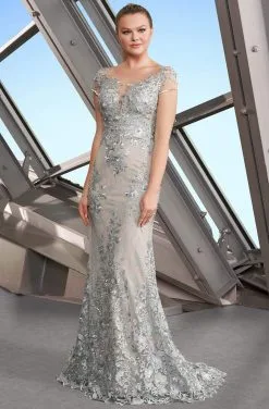 Alexander By Daymor - Short Sleeve Illusion Bateau Lace Gown 1189