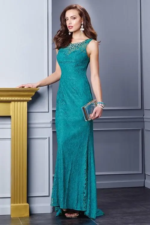 Alyce Paris Deep Scoop Back Sleeveless Lace Evening Gown 29757 - 1 Pc Teal In Size 14 Available 1 Alyce Paris Deep Scoop Back Sleeveless Lace Evening Gown 29757 - 1 Pc Teal In Size 14 Available