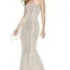 Alyce Paris - Sequined Mermaid Dress 60809 - 1 Pc Sand In Size 10 Available