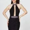 Angela & Alison - 82012 Beaded Halter Fitted Cocktail Dress