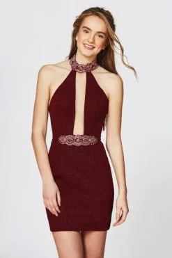 Angela & Alison - 82012 Beaded Halter Fitted Cocktail Dress -Hot Sale WEDDING Store angela alison 82012 beaded halter fitted cocktail dress cocktail dresses 0 wine 5831576092729