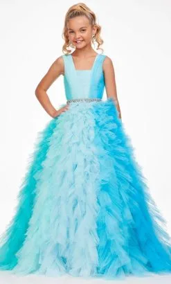 Ashley Lauren 8137 - Square Neck Ruffled Tricolored Dress