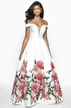 Blush By Alexia Designs - C2062 Plunging Off-Shoulder Ballgown
