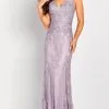Cameron Blake 119662W - Laced Sleeves Formal Gown