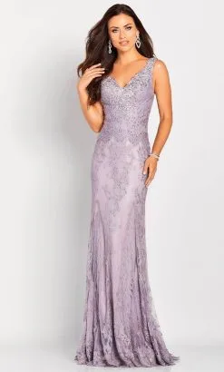 Cameron Blake 119662W - Laced Sleeves Formal Gown