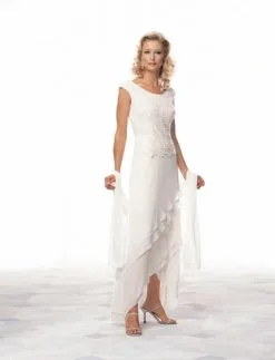 Cameron Blake - Bateau Laced Bodice Long Dress 13673P - 1 Pc Ice Pink In Size 6P Available