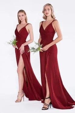 Cinderella Divine - Draped Wrap Bodice High Slit Gown KC1850 - 1 Pc Tea Rose In Size 4 Available -Hot Sale WEDDING Store cinderella divine draped wrap bodice high slit gown kc1850 1 pc tea rose in size 4 available ccsale 28620715491411