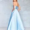 Clarisse - 3739 Strapless Mikado Prom Gown With Crystal Belt - 1 Pc Pale Blue In Size 24 Available