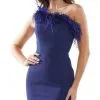Colors Dress - Feather Trimmed Cocktail Dress 2404 - 1 Pc Navy In Size 6 Available