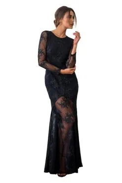 Donna Mizani Embroidered Mermaid Gown In Black
