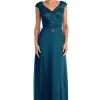 Elizabeth K - GL1048 Beaded Cap Sleeve V-neck A-line Dress