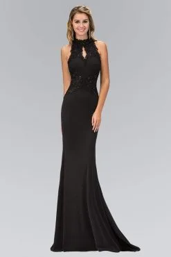 Elizabeth K - GL1356 Lace Illusion Cutout Sheath Gown