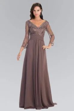 Elizabeth K - GL2015 Lace V-Neck Long Sleeve Gown