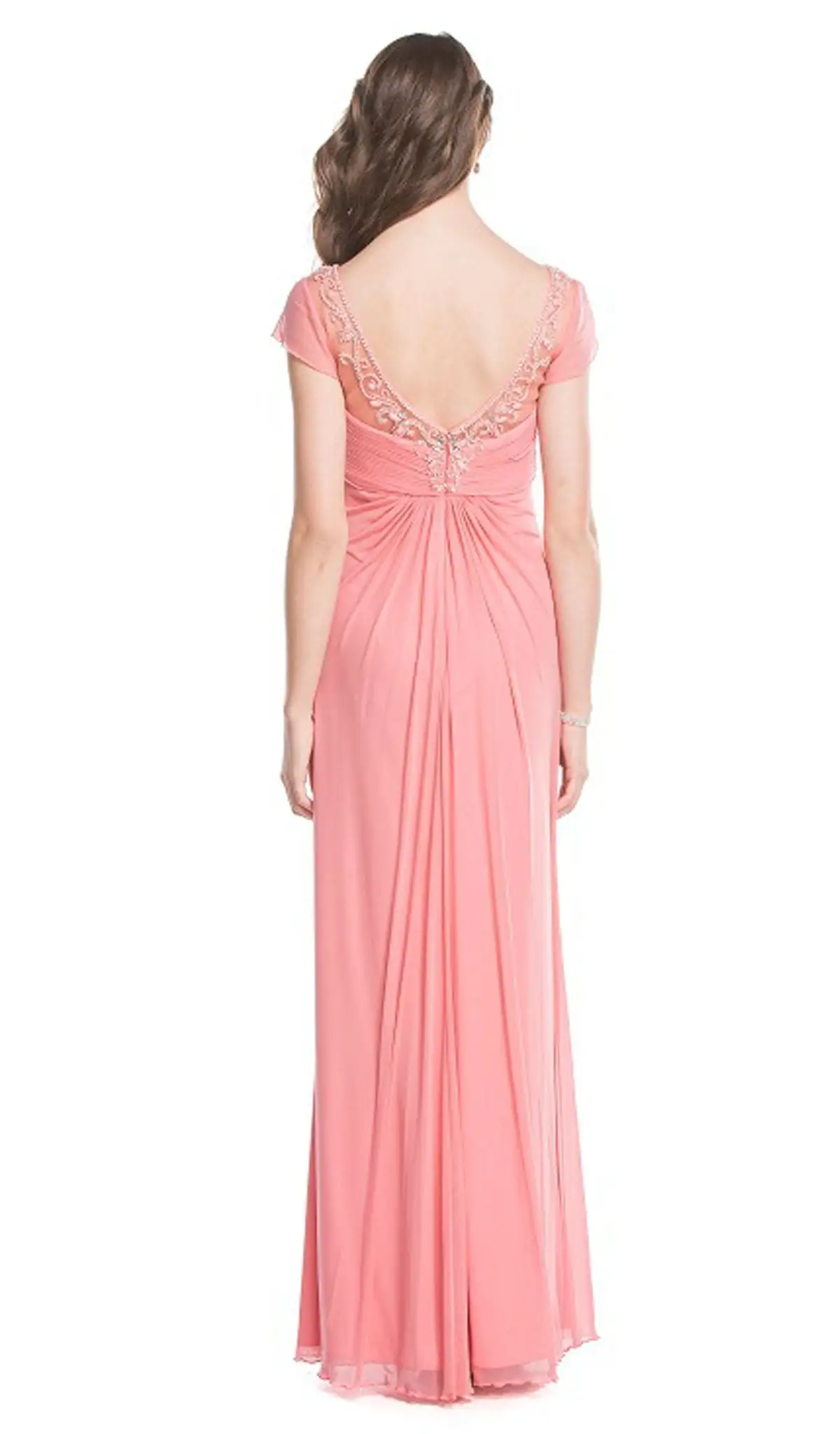 Aspeed Design - Embellished Ruched V-neck Sheath Evening Dress 2 Aspeed Design - Embellished Ruched V-neck Sheath Evening Dress - Image 2