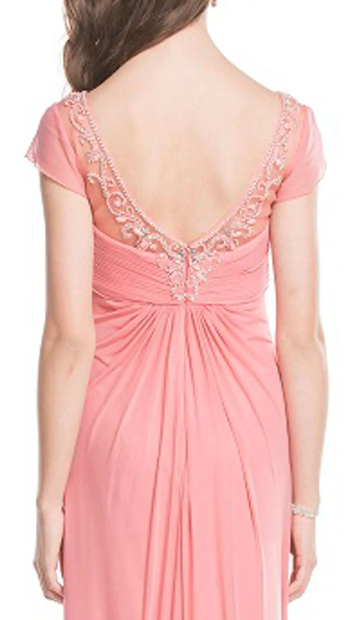 Aspeed Design - Embellished Ruched V-neck Sheath Evening Dress 4 Aspeed Design - Embellished Ruched V-neck Sheath Evening Dress - Image 4