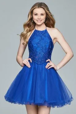 Faviana - Embellished Halter Neck Dress S8067