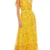 Ieena Duggal - 55427I Asymmetrical Floral A-Line Dress