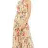 Ieena Duggal - 55429I High Neck Floral A-Line Dress