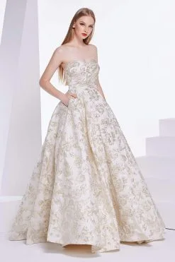 J'Adore Dresses - J14002 Metallic Strapless Sweetheart Ballgown