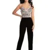 Johnathan Kayne - 9069 Bejeweled Sweetheart Stretch Velvet Jumpsuit