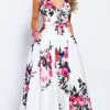 JVN By Jovani - Floral V-neck A-line Evening Gown JVN59146