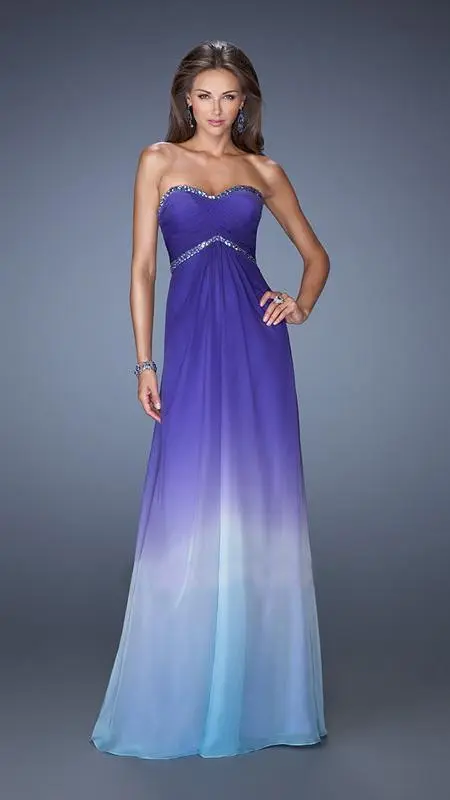 La Femme - Embellished Sweetheart Dress In Purple/Blue 19652 1 La Femme - Embellished Sweetheart Dress In Purple/Blue 19652