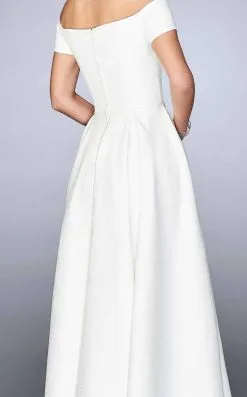 La Femme - Off-Shoulder Jacquard A-Line Evening Dress 24859SC - 1 Pc Black In Size 6 Available -Hot Sale WEDDING Store la femme off shoulder jacquard a line evening dress 24859sc 1 pc black in size 6 available ccsale 5558375809081