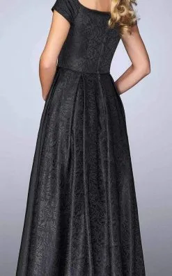 La Femme - Off-Shoulder Jacquard A-Line Evening Dress 24859SC - 1 Pc Black In Size 6 Available -Hot Sale WEDDING Store la femme off shoulder jacquard a line evening dress 24859sc 1 pc black in size 6 available ccsale 7536421568595