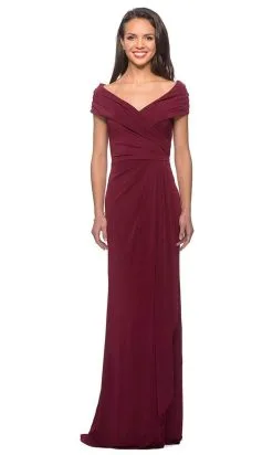 La Femme - Off Shoulder Wrap Bodice Long Sheath Jersey Dress 26519SC 8 La Femme - Off Shoulder Wrap Bodice Long Sheath Jersey Dress 26519SC -Hot Sale WEDDING Store la femme off shoulder wrap bodice long sheath jersey dress 26519sc ccsale 10 wine 28140080824403