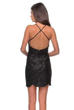 La Femme - Scalloped Hem V-Neck Sequined Short Dress 28228 - 1 Pc Black In Size 00 Available 7 La Femme - Scalloped Hem V-Neck Sequined Short Dress 28228 - 1 Pc Black In Size 00 Available -Hot Sale WEDDING Store la femme scalloped hem v neck sequined short dress 28228 1 pc black in size 00 available ccsale 00 black 13634589229139