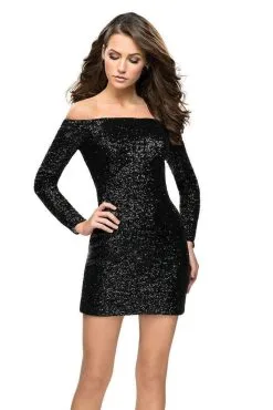 La Femme - Sequined Long Sleeve Sheath Dress 26662 - 1 Pc Black In Size 00 Available -Hot Sale WEDDING Store la femme sequined long sleeve sheath dress 26662 1 pc black in size 00 available ccsale 00 black 7290960117843