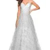 La Femme - Sparkling Sequin Sleeveless A-Line Dress 27199 - 1 Pc Silver In Size 6 Available
