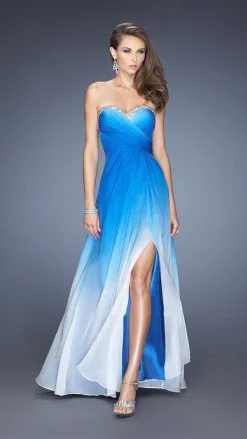 La Femme - Strapless Ruched Long Dress 19742 - 1 Pc Yellow In Size 2 Available