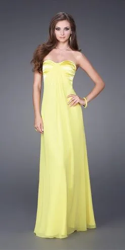 La Femme - Sweetheart Chiffon Dress In Yellow 14589SC - 1 Pc Yellow In Size 8 Available