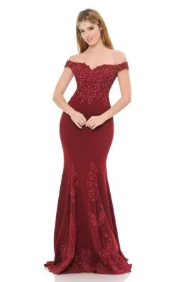 Lenovia - Appliqued Off Shoulder Prom Dress 8137