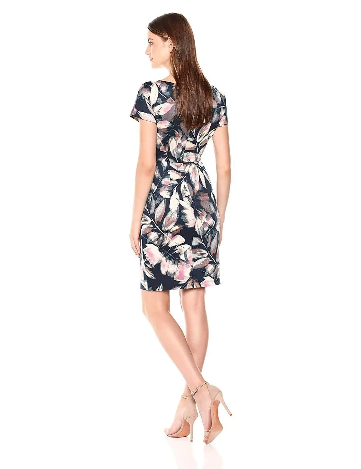 London Times - T3534M Floral Print Bateau Sheath Dress 2 London Times - T3534M Floral Print Bateau Sheath Dress - Image 2