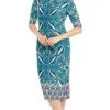 London Times - T3864M Quarter Sleeve Multi Print Tea Length Dress